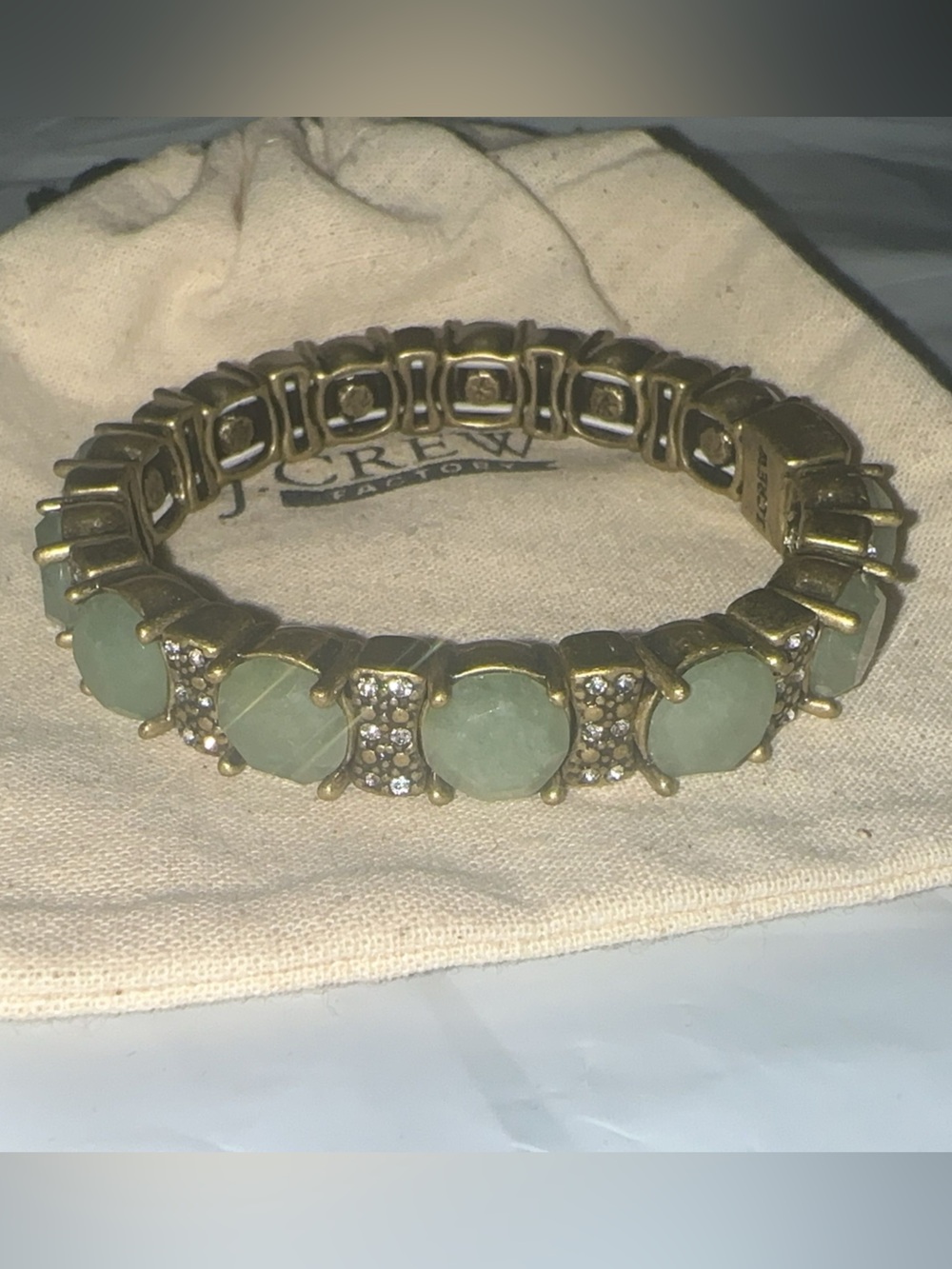 J. Crew Gold-Tone Bracelet with Mint Green Stones